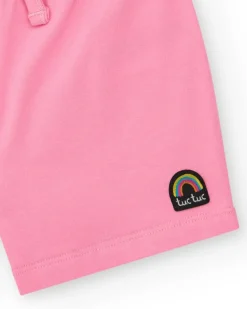 Short rose pour fille avec taille élastique
