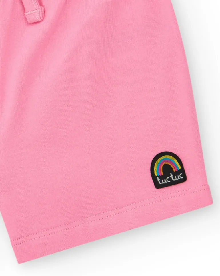 Short rose pour fille avec taille élastique