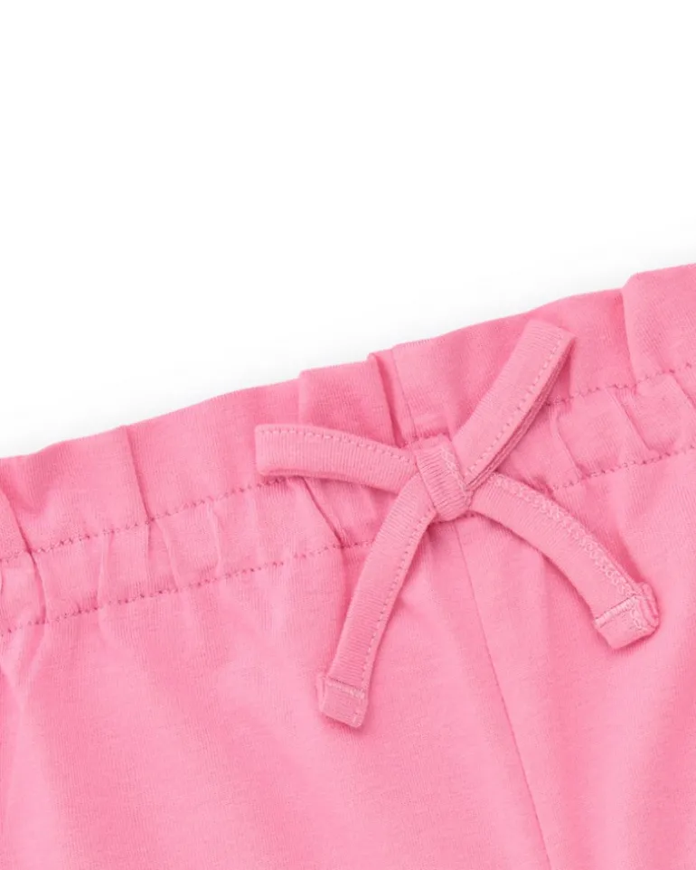 Short rose pour fille avec taille élastique