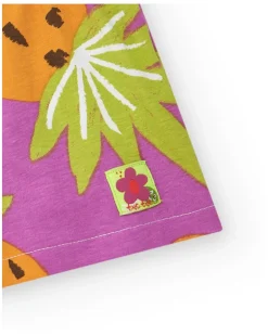 Short tropical pour fille en violet et orange avec fruits