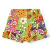Short vert pour fille avec imprimé fruité et volants