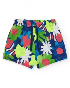 Short vert pour fille avec imprimé floral et taille ajustable