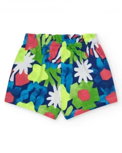 Short vert pour fille avec imprimé floral et taille ajustable