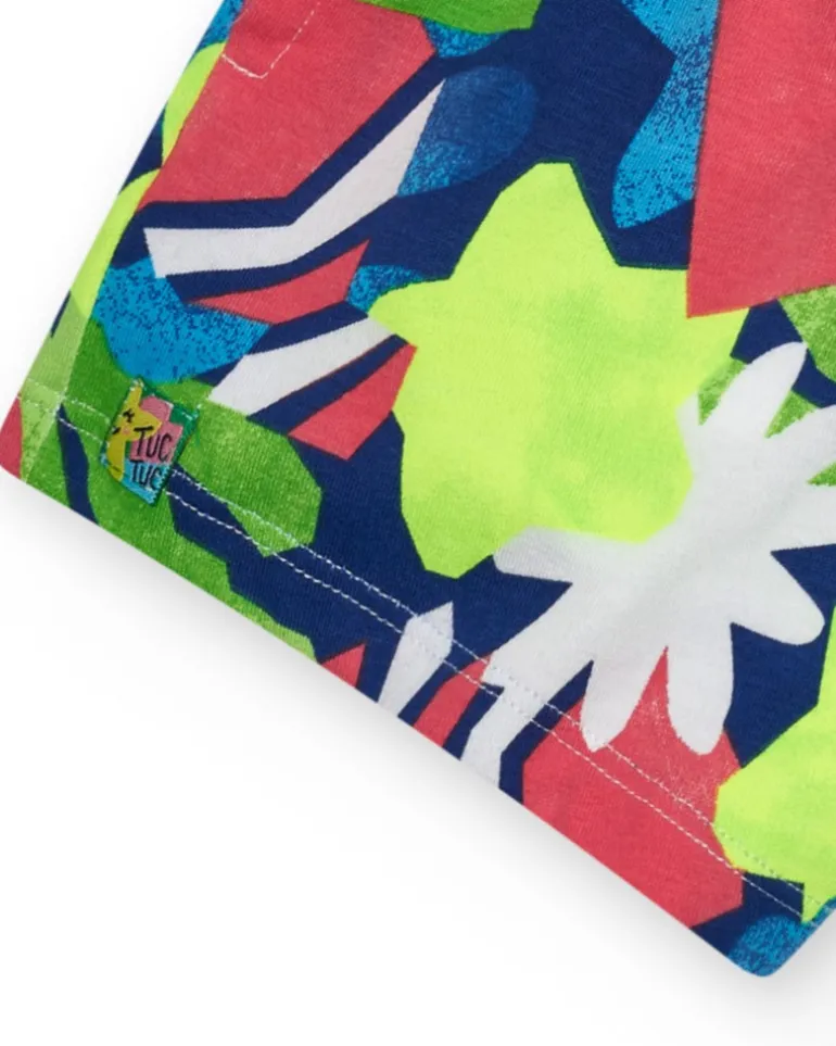 Short vert pour fille avec imprimé floral et taille ajustable