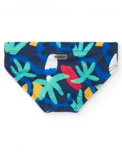 Slip de bain bleu pour garçon avec imprimé tropical