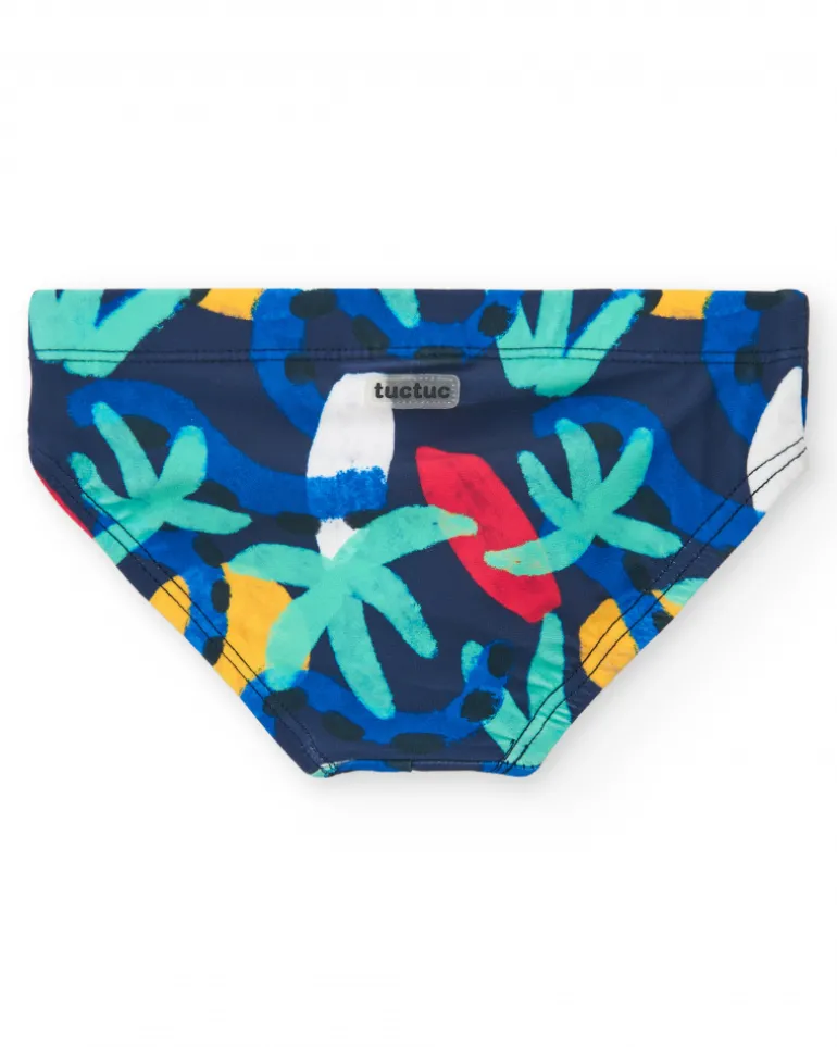 Slip de bain bleu pour garçon avec imprimé tropical