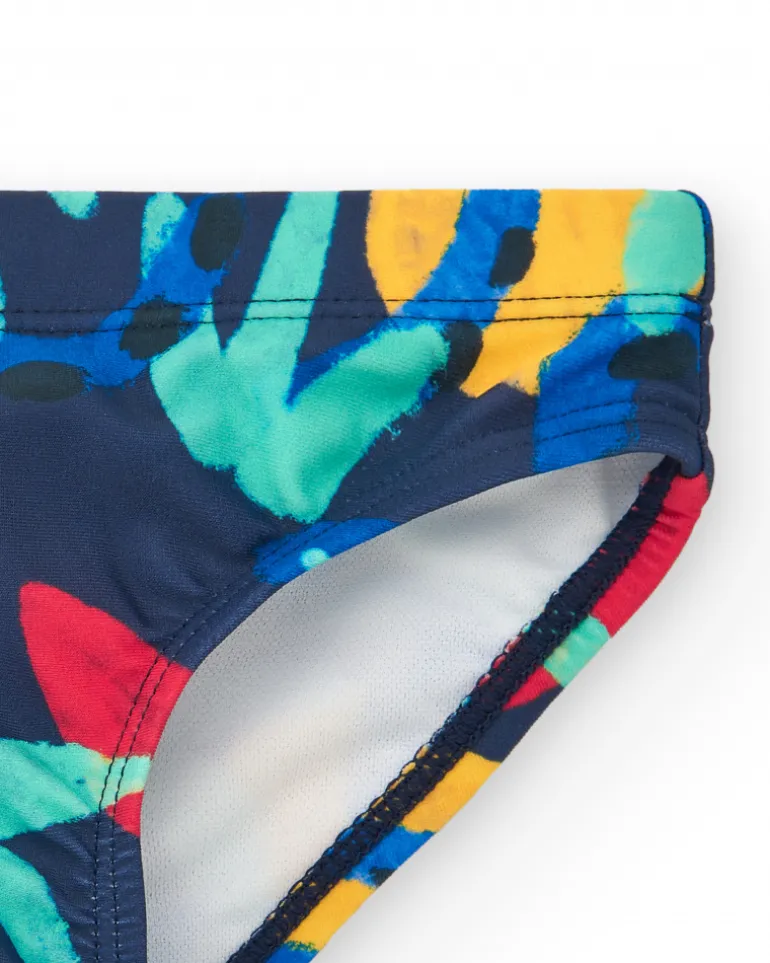 Slip de bain bleu pour garçon avec imprimé tropical