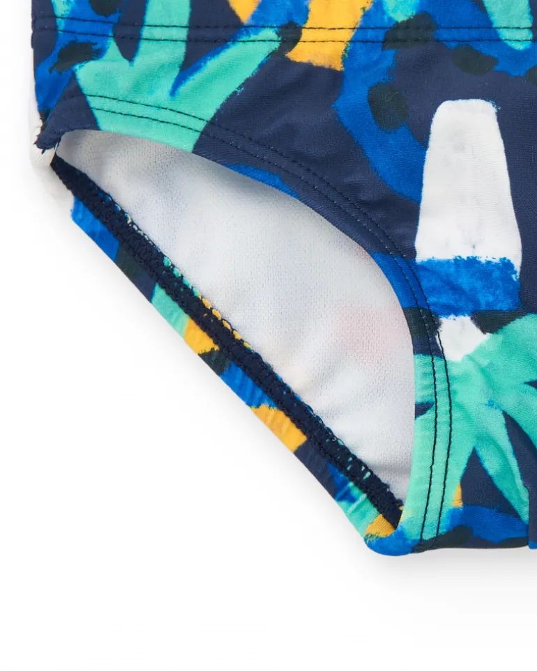 Slip de bain bleu pour garçon avec imprimé tropical