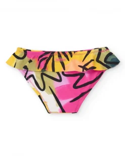 Slip de bain multicolore pour fille avec volants