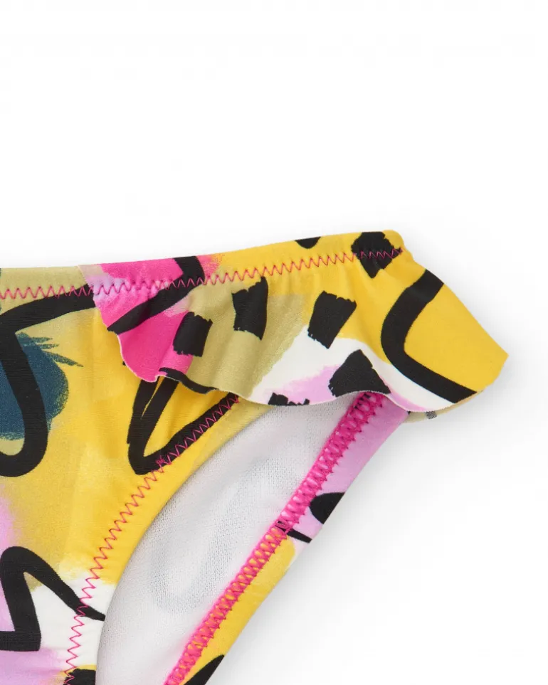 Slip de bain multicolore pour fille avec volants