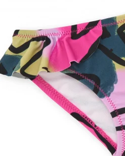 Slip de bain multicolore pour fille avec volants