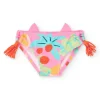 Slip de bain rose pour fille avec oreilles en relief et pompons latéraux