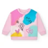 Sudadera para niña en rosa con estampado multicolor y mensajes