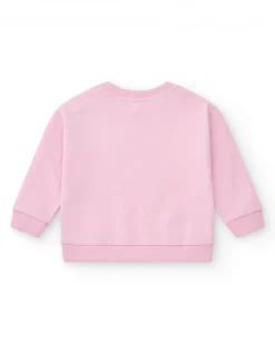 Sudadera para niña en rosa con estampado multicolor y mensajes