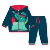 Survêtement en polaire pour garçon avec sweat bleu et pantalon à poignets rayés