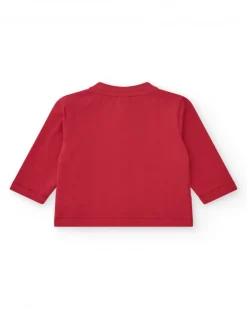 Survêtement en polaire pour garçon de trois pièces avec veste rouge, t-shirt blanc et pantalon rouge
