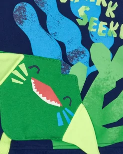 Sweat bleu marine pour garçon avec nageoires 3D