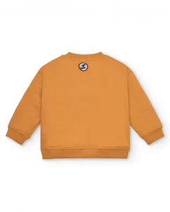 Sweat garçon moutarde imprimé super-héros et message collection Super Natural