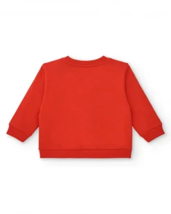 Sweat garçon rouge imprimé chiffres et calculatrice collection Big Brains