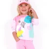 Sweat multicolore pour fille avec phrases et dessins créatifs