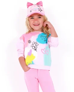 Sweat multicolore pour fille avec phrases et dessins créatifs