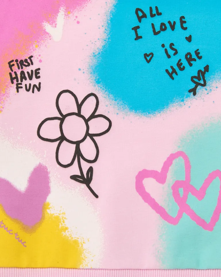 Sweat multicolore pour fille avec phrases et dessins créatifs