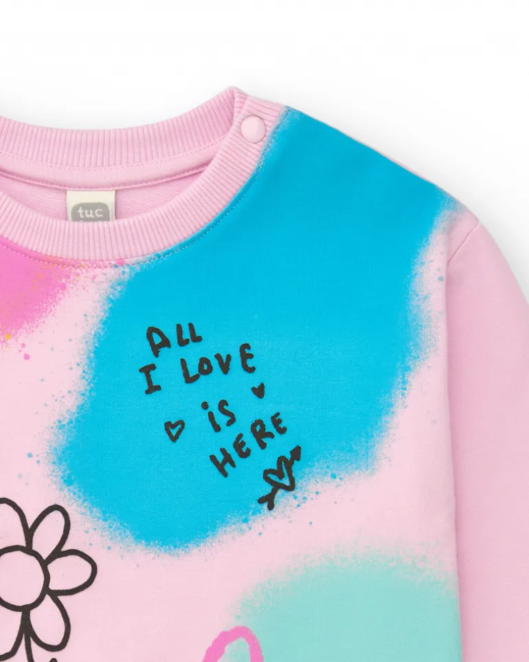 Sweat multicolore pour fille avec phrases et dessins créatifs