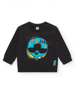 Sweat noir pour garçon avec skate et phrases