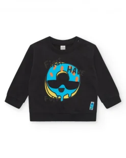 Sweat noir pour garçon avec skate et phrases