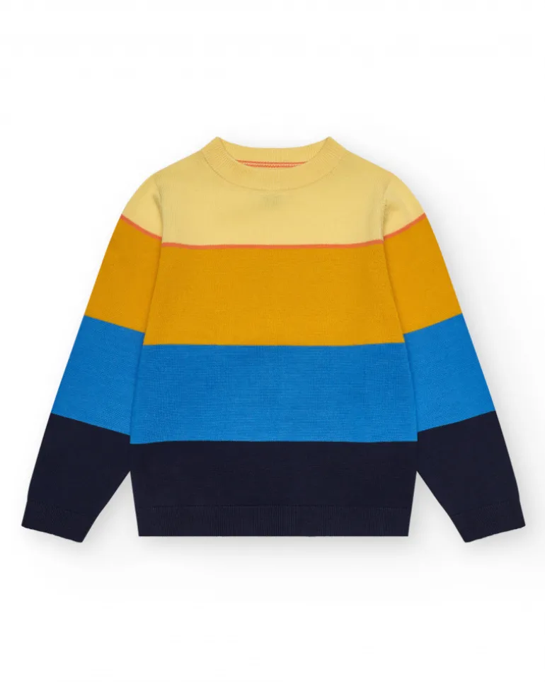 Sweat pour garçon en blocs de couleur avec col rond.