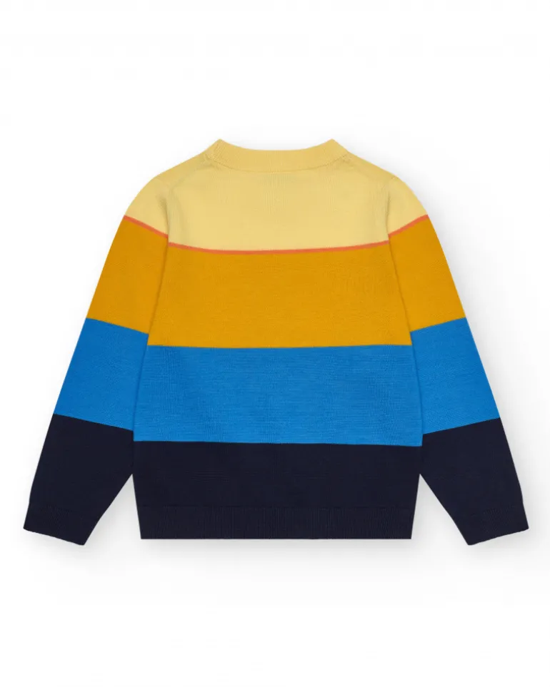 Sweat pour garçon en blocs de couleur avec col rond.