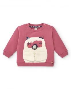 Sweat rose motif ours polaire pour fille de la collection Freezy