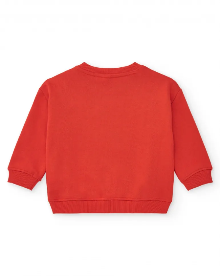Sweat rouge pour garçon avec lion et oreilles en 3D