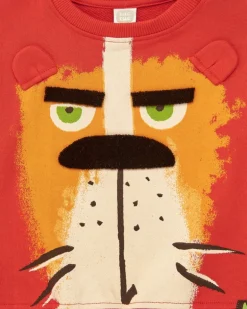 Sweat rouge pour garçon avec lion et oreilles en 3D
