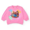 Sweat-shirt en polaire rose pour fille avec col rond et poignets côtelés