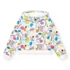 Sweat-shirt pour fille en blanc avec capuche et fermeture éclair.