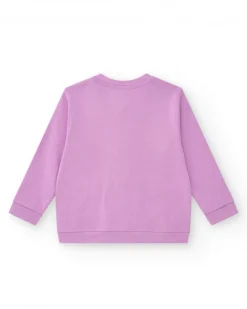 Sweat-shirt pour fille en lilas avec poches avant et fermeture éclair.
