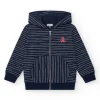 Sweatshirt pour garçon en bleu avec fermeture éclair et poches.