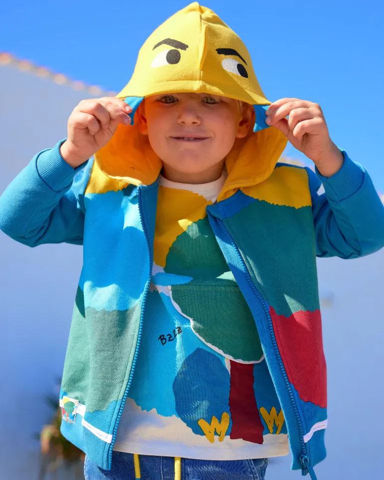 Sweat-shirt pour garçon en jaune avec une capuche décorative Happy Garden