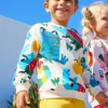 Sweat-shirt pour garçon en beige avec un imprimé multicolore joyeux Happy Garden