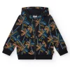 Sweat-shirt pour garçon en noir avec capuche et fermeture éclair.