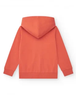 Sweat-shirt pour garçon en rouge avec capuche et fermeture éclair