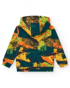 Sweatshirt pour garçon en jaune avec capuche et fermeture éclair.