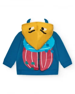 Sweat-shirt pour garçon en jaune avec une capuche décorative Happy Garden