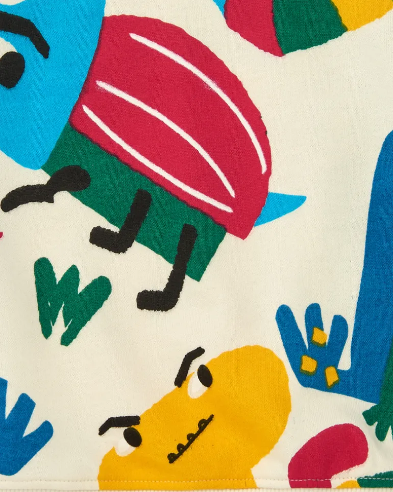 Sweat-shirt pour garçon en beige avec un imprimé multicolore joyeux Happy Garden