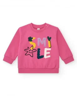 Sweat-shirt rose pour fille avec lettres "Smile"