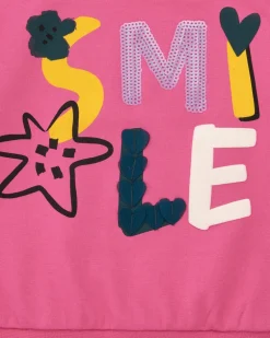 Sweat-shirt rose pour fille avec lettres "Smile"