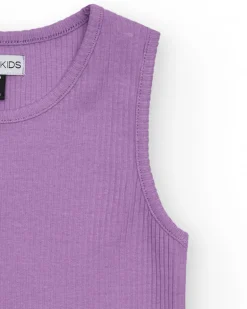 Top pour fille en lilas, sans manches et col rond.
