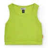 Top sans manches pour fille en vert avec tissu texturé.