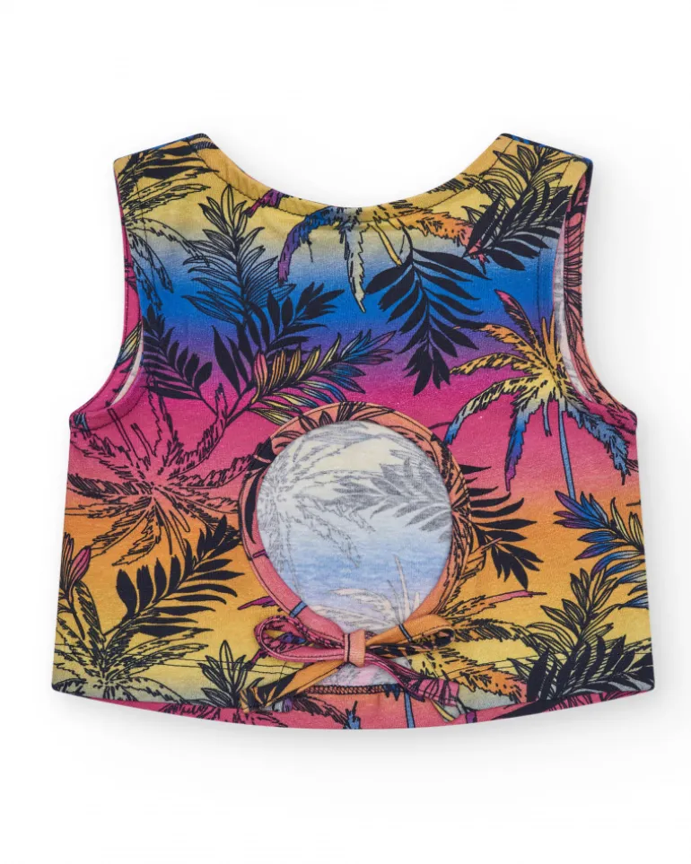 Top sans manches pour fille avec imprimé tropical.